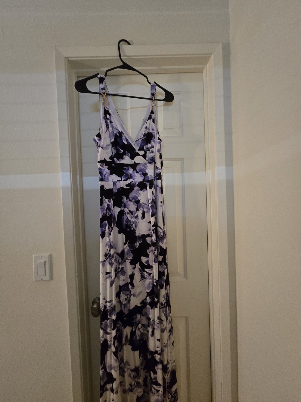 Jennifer Lopez Purple and Black Floral Wrap Maxi Dress